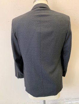 N/L, Charcoal Gray, Dk Gray, Wool, Stripes - Pin, Single Breasted, Notched Lapel, 3 Buttons, 3 Pockets