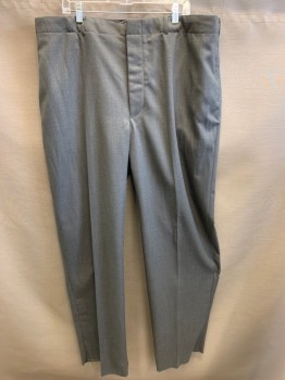 SIAM COSTUMES, Gray, Wool, Solid, Flat Front, Button Fly,  4 Pockets, Belt Loops,
