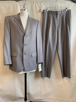 FINERI, Heather Gray, Wool, Stripes - Pin, Notched Lapel, Collar Attached, 3 Pockets, 3 Buttons,