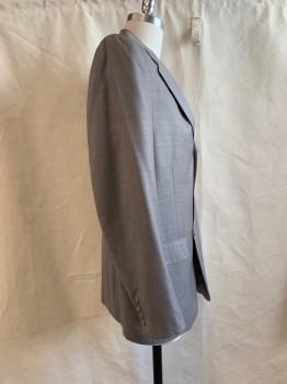 FINERI, Heather Gray, Wool, Stripes - Pin, Notched Lapel, Collar Attached, 3 Pockets, 3 Buttons,