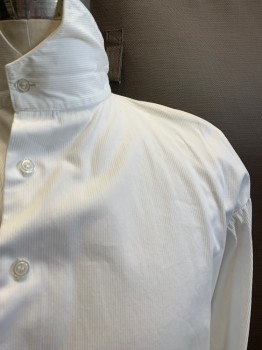 Mens, Historical Fiction Shirt, MTO, White, Cotton, Stripes, Textured Fabric, 15.5, C.A., Button Front, L/S,