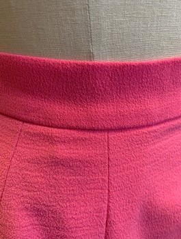 Womens, Skirt, Mini, MANTEAU, Bubble Gum Pink, Polyester, Spandex, Solid, S, Crepe, Box Pleats, 1.5" Wide Self Waistband, Exposed Zipper In Back