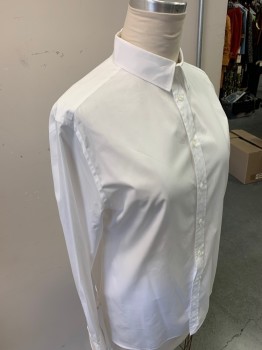 RALPH LAUREN, White, Cotton, Solid, Long Sleeves, Button Front, Collar Attached, Purple Label, Size 12