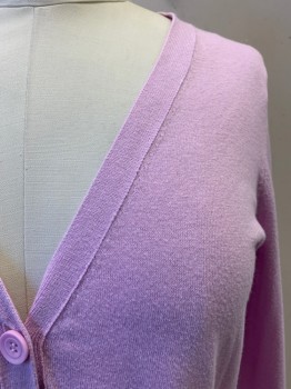 HALOGEN, Lilac Purple, Cotton, Viscose, Solid, V-N, Button Front, 2 Pockets,