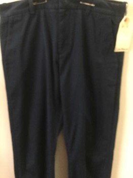OUTER KNOWN, Navy Blue, Cotton, Solid, Flat Front, Zip Front, 4 Pockets, Belt Loops,