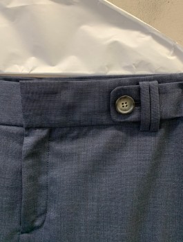 Womens, Slacks, BANANA REPUBLIC, Navy Blue, Wool, Solid, Sz 14, Mid Rise, Wide Leg, 1.5" Wide Waistband with Self Tabs with Buttons at Sides, Zip Fly, 2 Back Pockets