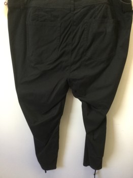Womens, Pants, LANE BRYANT, Black, Cotton, Rayon, Solid, W: 48, 28 W, Flat Front, Slit Pocket with Sewn Down Square, Side Lacing on Legs