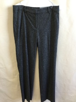 Womens, Slacks, TALBOTS, Heather Gray, Charcoal Gray, White, Wool, Polyester, Speckled, Heathered, 4, 1-1/2" Waist Band, Belt Hoops, Flat Front, Zip Front, 4 Fake Pockets