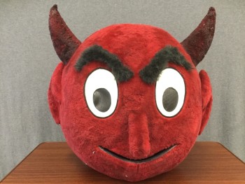 MTO, Red, Faux Fur, Mascot Head, Mesh Eyes, Open Mouth