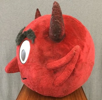 MTO, Red, Faux Fur, Mascot Head, Mesh Eyes, Open Mouth