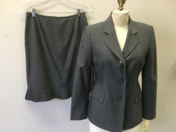 Womens, Suit, Jacket, EVAN PICONE, Lt Gray, Dk Gray, Rayon, Polyester, 2 Color Weave, 4 P, 3 Buttons,  Notched Lapel, 2 Pockets,