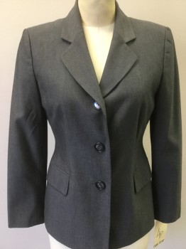 EVAN PICONE, Lt Gray, Dk Gray, Rayon, Polyester, 2 Color Weave, 3 Buttons,  Notched Lapel, 2 Pockets,