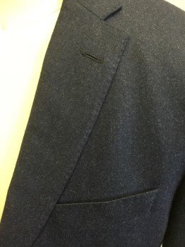 HUGO BOSS , Navy Blue, Cashmere, Elastane, Solid, Felted Cashmere, Single Breasted, Notched Lapel, Hand Picked Collar/Lapel, 3 Pockets, 2 Buttons,