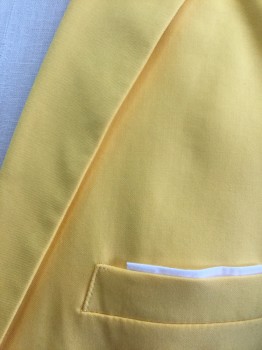 NL, Sunflower Yellow, Polyester, Viscose, Solid, Single Breasted, Notched Lapel, 2 Buttons, 3 Pockets, White "Pocket Square" Detail at Top Pocket