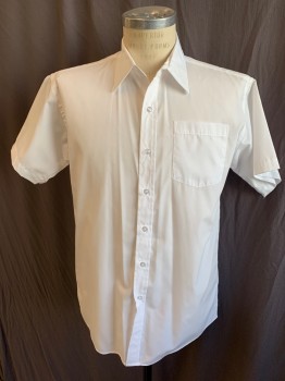 Childrens, Shirt, DENNIS, White, Polyester, Cotton, Solid, 16, (DOUBLE) Boys- Collar Attached, Button Front, 1 Pocket, Short Sleeves, Curved Hem