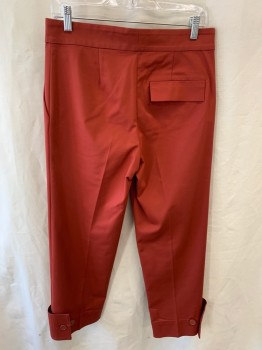 COS, Burnt Orange, Cotton, Nylon, Solid, Side Pockets, Zip Front, Cuffed Hem with Buttons