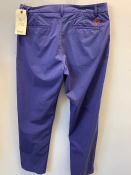 PUMA, Purple, Pink, Lt Blue, Polyester, Elastane, Check - Micro , Flat Front, 4 Pockets, Golf Pants,