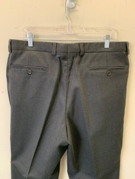 N/L, Charcoal Gray, Dk Gray, Wool, Stripes - Pin, Single Pleated, Button Tab, Zip Fly, Relaxed Leg, 4 Pockets, Belt Loops
