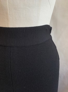 Womens, Skirt, Below Knee, DVF, Black, Wool, Nylon, Solid, W28, Side Zipper, Self Stripe, 2000s
