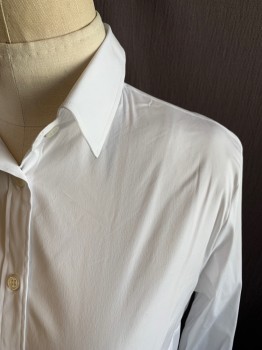 Womens, Blouse, MTO/ANTO, White, Cotton, Elastane, Solid, B 40, Button Front, Collar Attached, Long Sleeves, Button Cuff