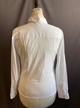MTO/ANTO, White, Cotton, Elastane, Solid, Button Front, Collar Attached, Long Sleeves, Button Cuff