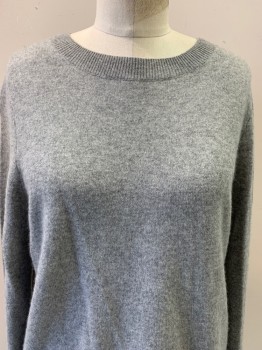 Womens, Pullover Sweater, J CREW, Gray, Cashmere, Heathered, M, L/S, Crew Neck