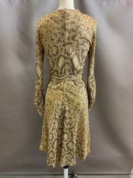 STJ, Gold Metallic, Copper Metallic, Black, Rayon, Metallic/Metal, Reptile/Snakeskin, V-N, Fabric Covered Buttons & Loop Down Front, L/S, Zip Back, with Matching Belt
