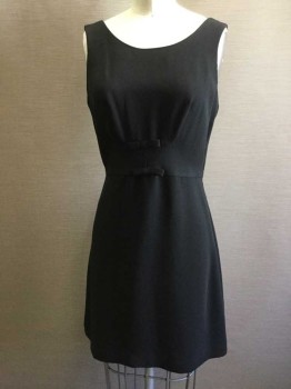 Womens, Dress, Sleeveless, RAMPAGE, Black, Polyester, Solid, 5, Scoop Neck, 2 Small Bowties Front, Knee Length, Zip Back, Low Scoop Back