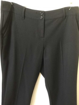 Womens, Slacks, NEXT, Black, Polyester, Solid, 14, Flat Front, Low Rise, Belt Loops, Wide Waistband with Double Button 3 Pockets,