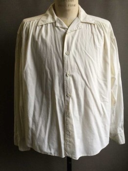 PAUL SAMUEL, Cream, Cotton, Solid, Pirate, Brigand, Poet, Button Front, Collar Attached, Multiples