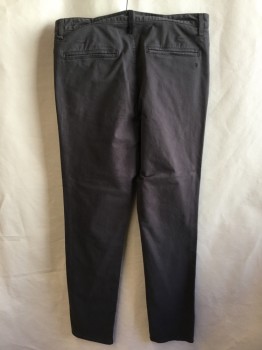 Mens, Casual Pants, RAG & BONE, Warm Gray, Cotton, Elastane, Solid, 32.5, 34, 1.5" Waistband with Belt Hoops, Flat Front, 4 Pockets