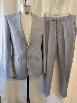 Mens, Suit, Jacket, Mattarazi Uomo, Lt Gray, Wool, 40R, Notched Lapel, Single Breasted, Button Front, 2 Buttons, 3 Pockets