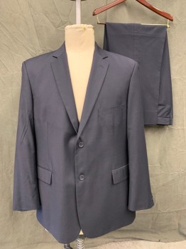 PORTO FILO, Navy Blue, Wool, Solid, Single Breasted, Collar Attached, Notched Lapel, 2 Buttons,  3 Pockets