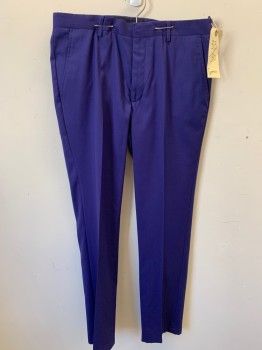 TOPMAN, Violet Purple, Polyester, Viscose, Solid, Flat Front, 4 Pockets,