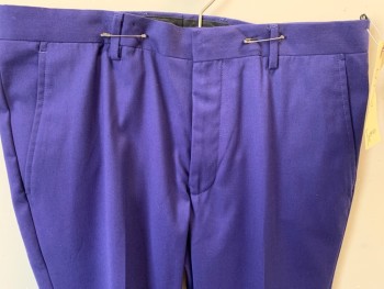 TOPMAN, Violet Purple, Polyester, Viscose, Solid, Flat Front, 4 Pockets,