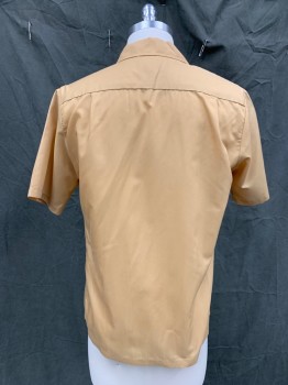 IOLANI, Dusty Orange, Cotton, Solid, Button Front, Hidden Placket, Collar Attached, Short Sleeves, 1 Pocket, Embroidery on Right Chest,