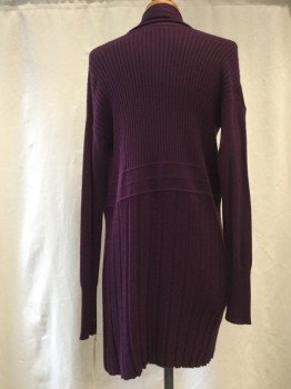 DAISY FUENTES, Plum Purple, Nylon, Rayon, Solid, Ribbed, Open Front