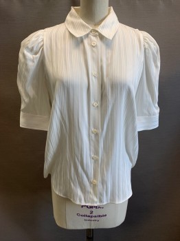 Womens, Blouse, FRAME, Ivory White, Silk, Spandex, Stripes, XS, C.A., Button Front, S/S,