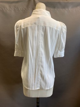 Womens, Blouse, FRAME, Ivory White, Silk, Spandex, Stripes, XS, C.A., Button Front, S/S,