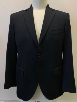 Mens, Suit, Jacket, ANTICA SARTORIA CAMP, Black, Wool, 36/30, Calvary Twill Weave, 2 Button, Flap Pockets, Double Vent