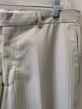 GIORGIO FIORELLI, Ecru, Taupe, Polyester, Viscose, Stripes, Flat Front, 4 Pockets, Zip Fly, Bttn. Closure, Belt Loops,