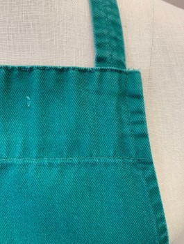 WILLIAMS SONOMA, Emerald Green, Cotton, Solid, Adjustable Neck, 2 Pockets, Tie Belt
