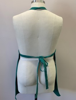 WILLIAMS SONOMA, Emerald Green, Cotton, Solid, Adjustable Neck, 2 Pockets, Tie Belt