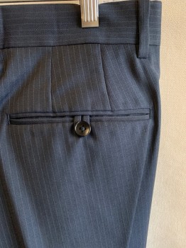 THEORY, Charcoal Gray, Wool, Stripes - Vertical , F.F, Belt Loops, Zip Front, Slant Pckts, 2 Back Pckts