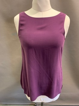N/L, Aubergine Purple, Silk, V-N, Sleeveless, Pullover