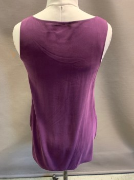 N/L, Aubergine Purple, Silk, V-N, Sleeveless, Pullover