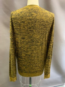 Womens, Sweater, COS, Mustard Yellow, Black, Silk, Cotton, Heathered, S, V-N, Single Breasted, Button Front