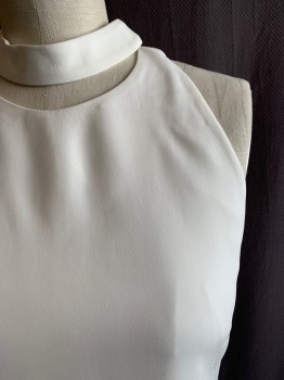 Womens, Top, CUSHNIE ET OCHS, White, Viscose, Elastane, Solid, 2, Mock Neck, Cutout At Neck, Slvls, Zip Back, *Small Stain On Left Bust*