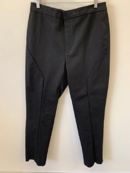 Mens, Sci-Fi/Fantasy Pants, N/L, Black, Cotton, Solid, 31, 36, Flat Front , With Black Piping Detail