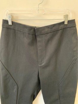 Mens, Sci-Fi/Fantasy Pants, N/L, Black, Cotton, Solid, 31, 36, Flat Front , With Black Piping Detail